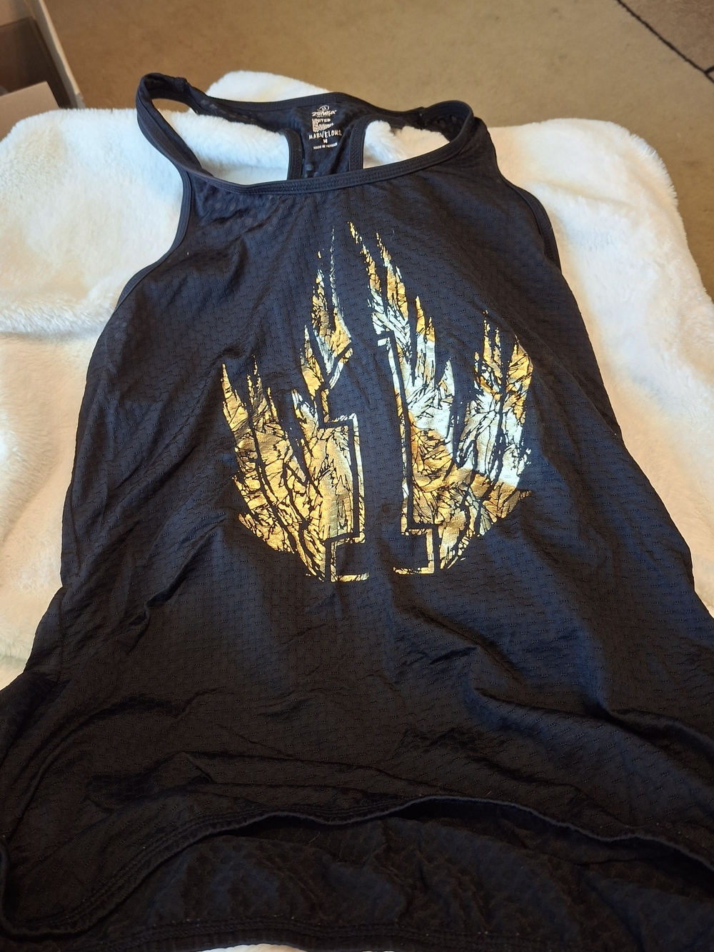 Zumba Fitness Black Racerback Tank with White Logo Print